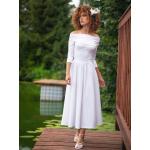 Białe Sukienki rozkloszowane damskie marki Milita Nikonorov 