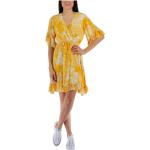 Żółte Krótkie sukienki damskie z krótkimi rękawami mini na lato marki Fracomina w rozmiarze S 