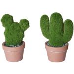 Zielone Rzeźby z motywem kaktusów ceramiczne 