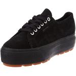 Czarne Sneakersy sznurowane damskie z zamszu marki SUPERGA w rozmiarze 35 - wysokość obcasa od 3cm do 5cm 