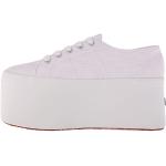 Białe Sneakersy na koturnie damskie oddychające marki SUPERGA w rozmiarze 41,5 - wysokość obcasa od 7cm do 9cm 