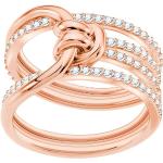 Różowe Złote pierścionki przezroczyste z brązu marki Swarovski w rozmiarze 18 