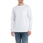 Białe Koszulki męskie z długimi rękawami eleganckie bawełniane marki Replay w rozmiarze XL 