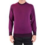 Fioletowe Swetry z okrągłym dekoltem męskie eleganckie wełniane marki DRUMOHR 