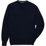 Niebieskie Swetry wełniane  do prania ręcznego eleganckie wełniane z dekoltem w serek marki BROOKS BROTHERS w rozmiarze XL 