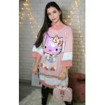 Różowe Swetery półgolfy damskie z pomponami z motywem kotów eleganckie 