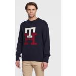 Przecenione Granatowe Swetry oversize męskie marki Tommy Hilfiger w rozmiarze M 