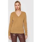 Przecenione Brązowe Swetry wełniane  damskie marki Tommy Hilfiger w rozmiarze M 