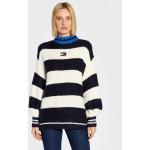 Przecenione Granatowe Swetry oversize damskie dżinsowe marki Tommy Hilfiger TOMMY JEANS w rozmiarze S 