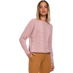 sweter w warkocze ze ściągaczami - różowy