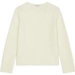 Białe Swetry oversize damskie do prania w pralce eleganckie bawełniane z dekoltem w serek marki Marc O'Polo w rozmiarze XL 