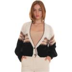 Beżowe Swetry na guziki damskie eleganckie z dekoltem w serek marki Liu Jo w rozmiarze L 