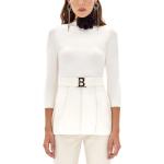 Białe Swetry z krótkim rękawem damskie z krótkimi rękawami eleganckie marki BLUGIRL BY BLUMARINE w rozmiarze XS 