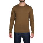 Brązowe Swetry z okrągłym dekoltem męskie wełniane na zimę marki Calvin Klein w rozmiarze XL 