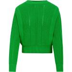 Zielone Swetry z okrągłym dekoltem z falbankami z długimi rękawami eleganckie w rozmiarze S 