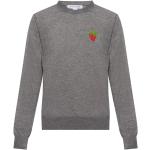 Szare Swetry z okrągłym dekoltem z motywem truskawek marki Comme des Garçons w rozmiarze L 
