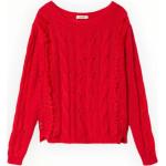 Czerwone Swetry z okrągłym dekoltem damskie z frędzlami eleganckie marki Twinset w rozmiarze M 