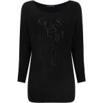Czarne Swetry z okrągłym dekoltem z ozdobnym strasem z wiskozy marki Guess w rozmiarze XS 