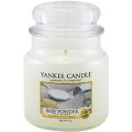 Przecenione Białe Świece zapachowe marki Yankee Candle Baby Powder o wysokości 65 cm 