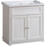 Przecenione Białe Szafki łazienkowe pod umywalkę z szufladami w stylu retro metalowe marki ELIOR 