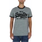 Szare Koszulki z nadrukiem męskie do prania w pralce z krótkimi rękawami w stylu casual z okrągłym dekoltem marki Superdry 