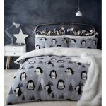 Przeceniona Szara Pościel z motywem Pingwiny polarowa marki Catherine Lansfield 