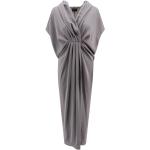 Szare Długie sukienki damskie z dekoltem w serek maxi marki Giorgio Armani w rozmiarze M 