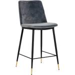 Szare Krzesła barowe tapicerowane z motywem USA aksamitne marki ELIOR 
