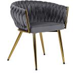 Szare Krzesła z podłokietnikami tapicerowane w nowoczesnym stylu aksamitne marki ELIOR 