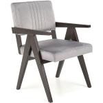 Przecenione Grafitowe Krzesła z podłokietnikami tapicerowane w stylu retro bukowe marki ELIOR 