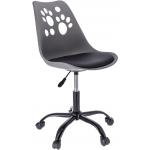 Srebrne Krzesła stylowe z regulacją wysokości z motywem ze skóry syntetycznej marki ELIOR 