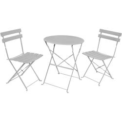 Szary stół z 2 krzesłami do ogrodu - Inderio