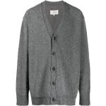Szare Swetry z łatami na łokciach męskie z dekoltem w serek w rozmiarze XL 