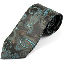 Szeroki jedwabny krawat w turkusowy wzór paisley