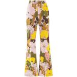 Wielokolorowe Szerokie spodnie damskie z motywem kwiatów bawełniane w rozmiarze M 