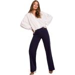 Granatowe Szerokie spodnie damskie z wiskozy marki MOE w rozmiarze XL 
