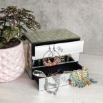 Szkatułka lustrzana z 3 szufladkami organizer na biżuterię kolczyki pudełko glamour kod: O-569263 +