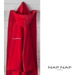 Przecenione Różowe Szlafroki z kapturem damskie haftowane w stylu casual aksamitne marki Naf Naf w rozmiarze S 