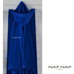Niebieskie Szlafroki z kapturem damskie haftowane w stylu casual aksamitne marki Naf Naf w rozmiarze L 
