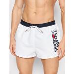 Przecenione Białe Szorty kąpielowe męskie dżinsowe marki Tommy Hilfiger TOMMY JEANS w rozmiarze XL 