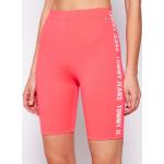 Przecenione Różowe Szorty sportowe damskie sportowe dżinsowe marki Tommy Hilfiger TOMMY JEANS w rozmiarze XS 