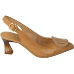 Brązowe Sandały na obcasie damskie eleganckie na lato marki Hispanitas w rozmiarze 39 - wysokość obcasa od 7cm do 9cm 