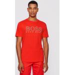 Przecenione Czerwone Koszulki polo męskie z krótkimi rękawami marki HUGO BOSS BOSS w rozmiarze L 