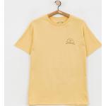 Przecenione Żółte Koszulki z nadrukiem męskie z krótkimi rękawami bawełniane z okrągłym dekoltem marki Brixton w rozmiarze XL 