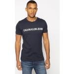 Przecenione Granatowe Koszulki polo męskie z krótkimi rękawami dżinsowe marki Calvin Klein Jeans w rozmiarze L 