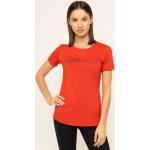 Czerwone Koszulki damskie z krótkimi rękawami marki Calvin Klein PERFORMANCE 