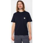 Przecenione Granatowe Koszulki męskie z krótkimi rękawami bawełniane marki Carhartt WIP w rozmiarze S 