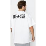 Przecenione Białe Koszulki z nadrukiem męskie z krótkimi rękawami bawełniane z okrągłym dekoltem marki Converse One Star w rozmiarze L 