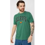 Przecenione Zielone Koszulki z nadrukiem męskie z krótkimi rękawami bawełniane z okrągłym dekoltem marki ellesse w rozmiarze M 