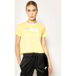 Przecenione Żółte Koszulki polo damskie z krótkimi rękawami marki Fila w rozmiarze S 